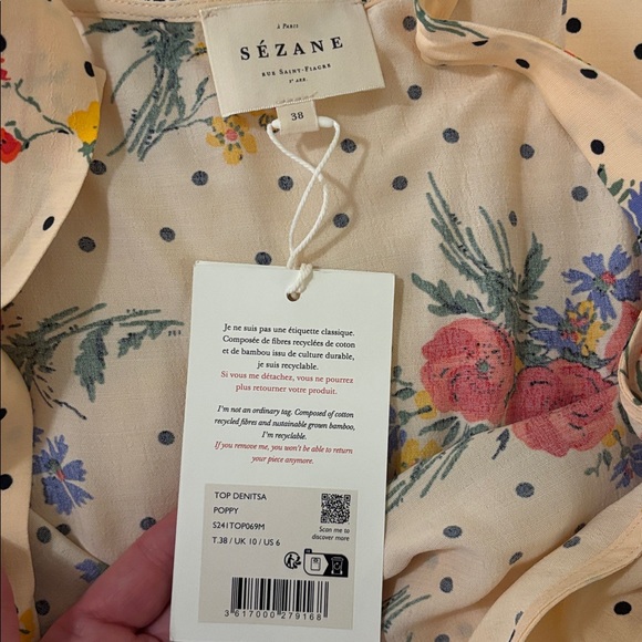Sézane Denista top- NWT size 38 - Picture 4 of 4